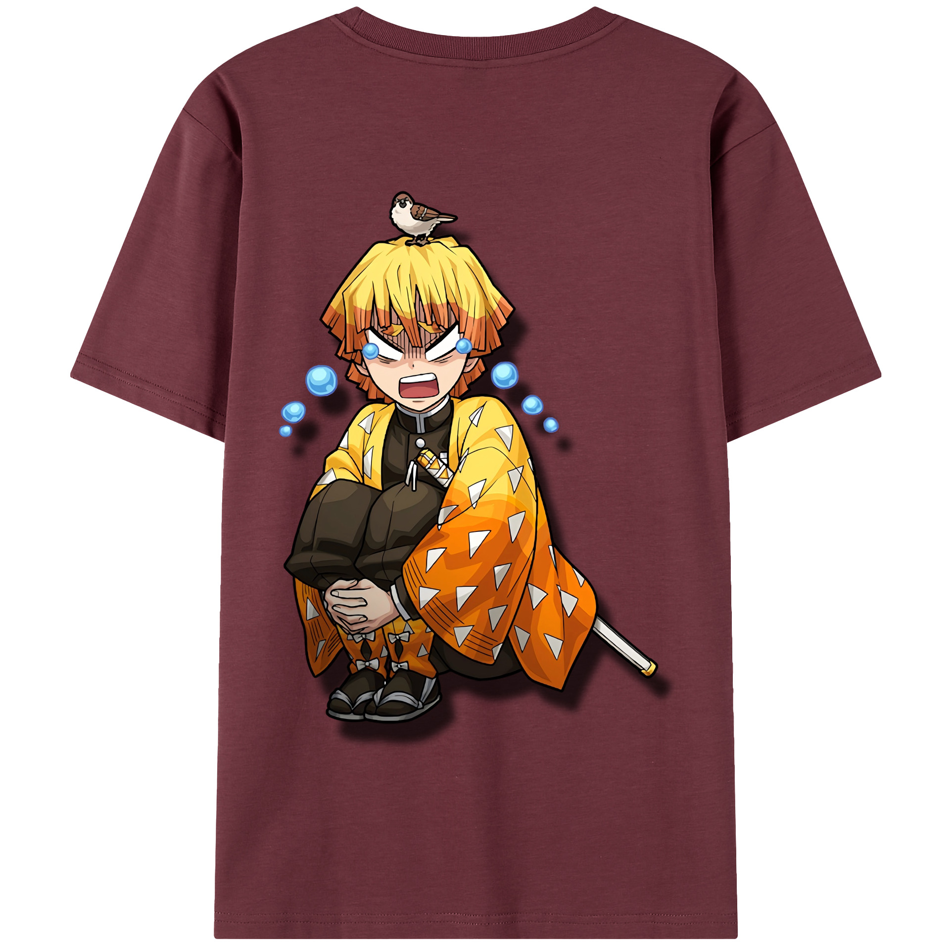（画像用） 鬼滅の刃（きめつのやいば）我妻 善逸／あがつま ぜんいつ Agatsuma Zenitsu 綿100％半袖Tシャツ（背面プリント）